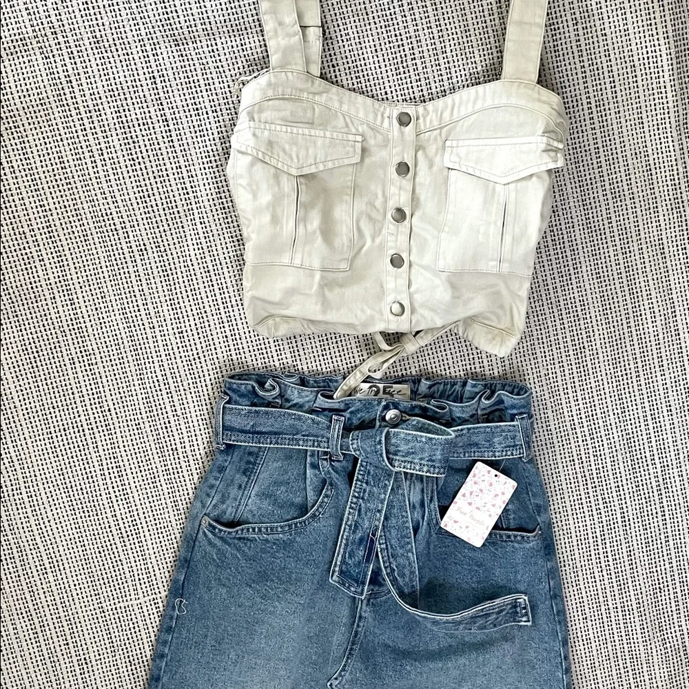 NWT Free People East of Eden Mini Denim Skirt - Picture 9 of 14
